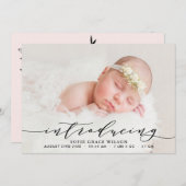 Blush Pink Botanische Foto Aankondiging II (Voorkant / Achterkant)