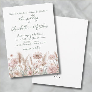 Blush Pink Botanische Wildflowers Boho Wedding Kaart