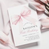 Blush Pink Bow 1er Invitation anniversaire