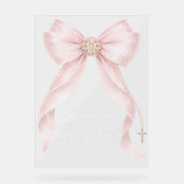 Blush pink Bow baby Girl Baptism Welcome (Recto)