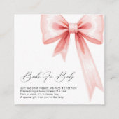 Blush Pink Bow Baby shower Boeken Verzoek Informatiekaartje (Voorkant)