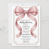 Blush Pink Bow Baby Shower Invitation Editable Ele (Devant)