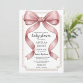 Blush Pink Bow Baby Shower Invitation Editable Ele (Debout devant)