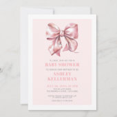 Blush Pink Bow-Baby shower Kaart (Voorkant)