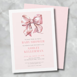 Blush Pink Bow-Baby shower Kaart