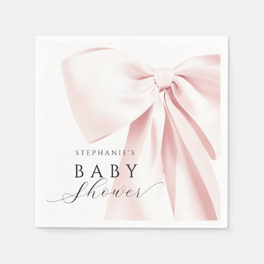 Blush Pink Bow Baby shower Papieren servetten (Voorkant)