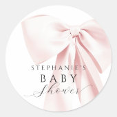 Blush Pink Bow-Baby shower Ronde Sticker (Voorkant)