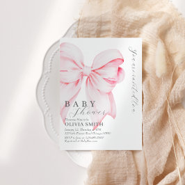 Blush Pink Bow Baby shower Uitnodiging
