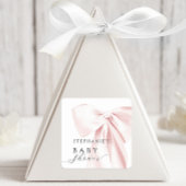 Blush Pink Bow-Baby shower Vierkante Sticker