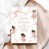 Blush Pink Bow Ballerina Birthday Kaart