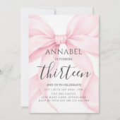 Blush Pink Bow Birthday Invitation (Devant)