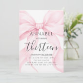 Blush Pink Bow Birthday Invitation (Debout devant)