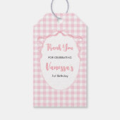 Blush Pink Bow Coquette 1e verjaardag Dank u Cadeaulabel (Voorkant)