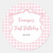 Blush Pink Bow Coquette 1e verjaardag