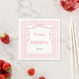 Blush Pink Bow Coquette 1e verjaardag Servet