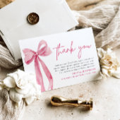 Blush Pink Bow Coquette Afstuderen Dank u kaart