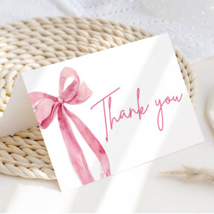 Blush Pink Bow Coquette Afstuderen Dank u kaart