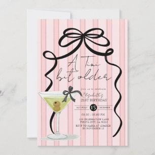 Blush Pink Bow Coquette Olive Martini Verjaardag Kaart