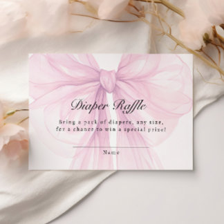 Blush Pink Bow Diaper Raffle Ticket Informatiekaartje