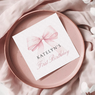 Blush Pink Bow eerste verjaardag Servet
