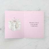 Blush Pink Bow Gift Christmas Kaart (Binnen)