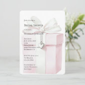 Blush Pink Bow Gift Hart Charm Vrijgezellenfeest Kaart (Staand voorkant)