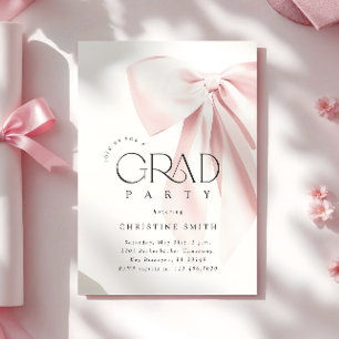 Blush Pink Bow Graduation Party Uitnodiging