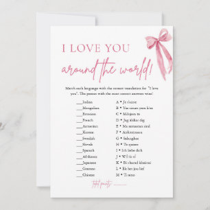 Blush Pink Bow I Love You Around the World Game Kaart