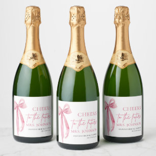 Blush Pink Bow juicht voor het toekomstige Vrijgez Sparkling Wijnetiket