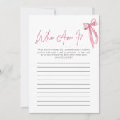 Blush Pink Bow Qui Suis-Je Carte De Jeu Fête des m (Devant)