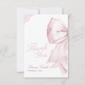 Blush Pink Bow Sweet 16 Verjaardag Bedankkaart (Voorkant)