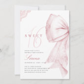 Blush Pink Bow Sweet 16 Verjaardag Kaart (Voorkant)