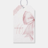 Blush Pink Bow Sweet 16 Verjaardag Labels Cadeaulabel (Voorkant)