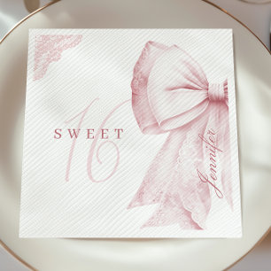 Blush Pink Bow Sweet 16 Verjaardag Servet