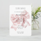 Blush Pink Bow Verjaardag Kaart (Staand voorkant)