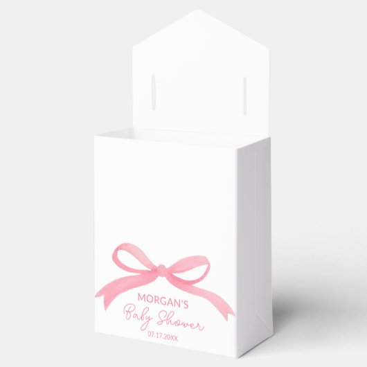 Blush Pink Bow Waterverf Baby shower Bedankdoosjes (Geopend)