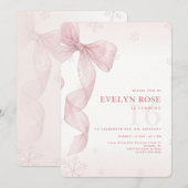 Blush Pink Bow Winter Snowflake 16th Birthday Kaart (Voorkant / Achterkant)