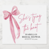 Blush Pink Bow Ze is Tying the Knot Vrijgezellenfe Bier Etiket (Enkel label)