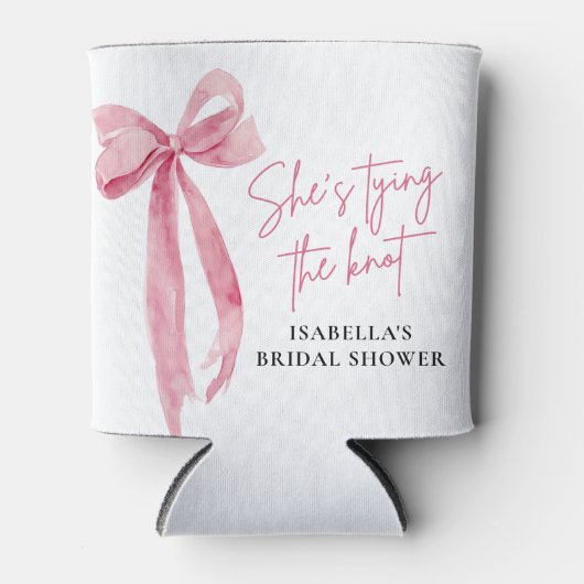 Blush Pink Bow Ze is Tying the Knot Vrijgezellenfe Blikjeskoeler (Voorkant)