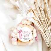 Blush Pink Bow Ze is Tying the Knot Vrijgezellenfe Ronde Sticker