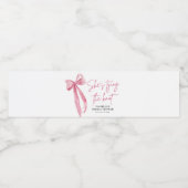 Blush Pink Bow Ze is Tying the Knot Vrijgezellenfe Waterfles Etiket (Enkel label)