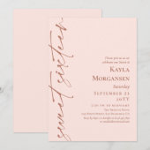 Blush Pink & Brass Calligrafie Sweet 16 Kaart (Voorkant / Achterkant)