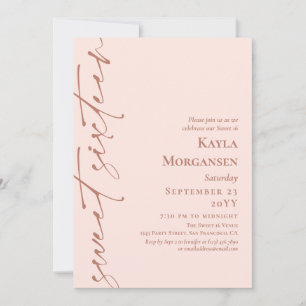 Blush Pink & Brass Calligrafie Sweet 16 Kaart