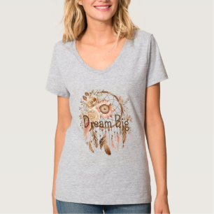 Blush Pink Brown Floral Dream Catcher T-shirt
