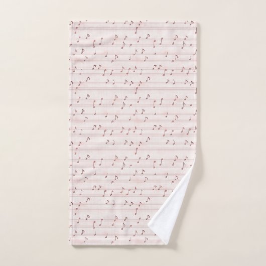 Blush Pink Brown Music Notes (Serviette à main)