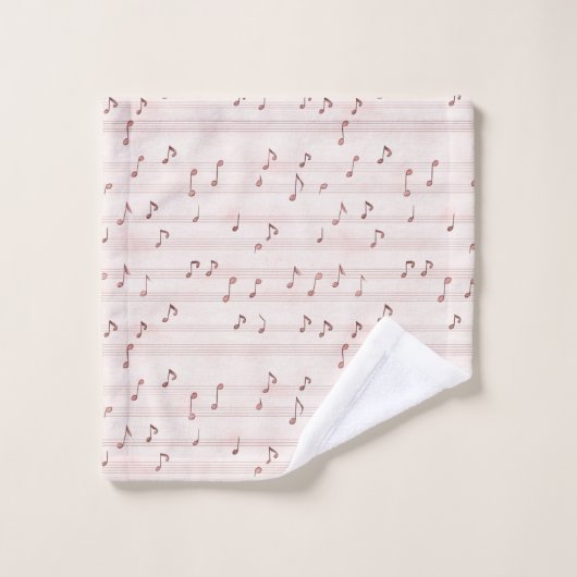 Blush Pink Brown Music Notes   (Gant de toilette)