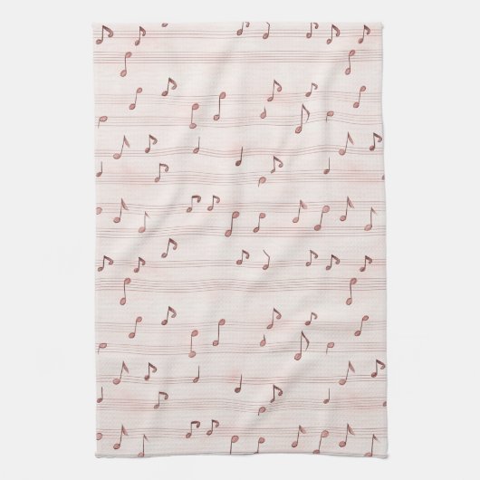 Blush Pink Brown Music Notes Theedoek (Verticaal)