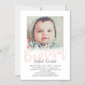 Blush Pink Brush Script Fotodoop Magnetische Uitnodiging (Voorkant)