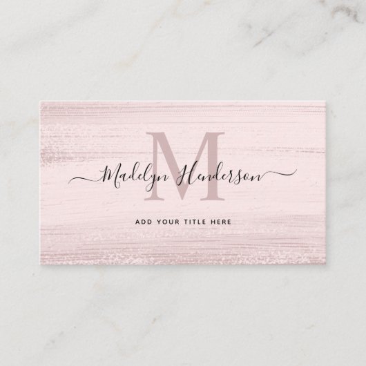 Blush Pink Brush Strokes Modern Brush QR-code Visitekaartje (Voorkant)