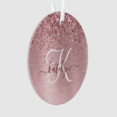 Blush Pink Brushed Metal Glitter Monogram Name (devant)
